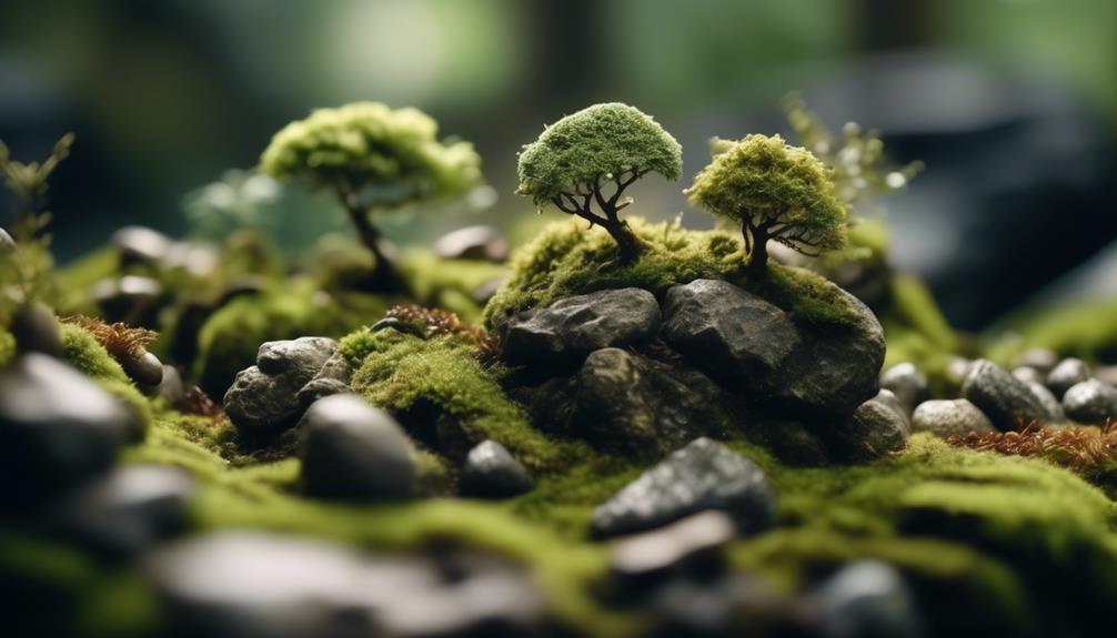 What Techniques Create Artistic Miniature Tree Landscapes? 3 artistic arrangements using rocks and moss